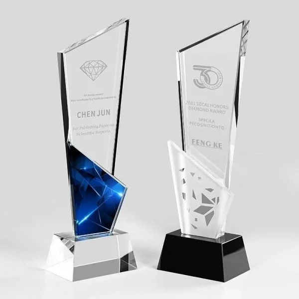 Premium Geometric Diamond Cut Crystal Memento