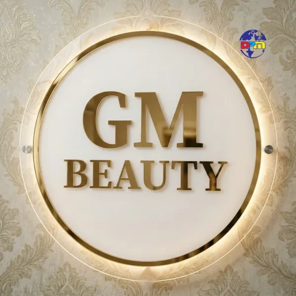 Round Acrylic Halo Lit Wall Sign with SS Standoffs