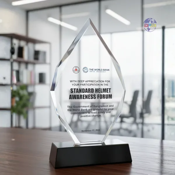 Premium Diamond Shape Crystal Corporate Award Crest